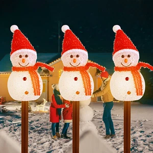 Christmas Solar Powered LED Snowman Light Decor Outdoor Garden Stake Lamp Xmas - Picture 1 of 14