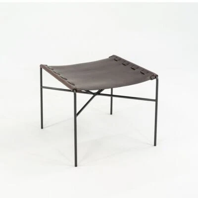 Gratz Industries TG-19 Ottoman in Dark Brown Leather w/ Blackened Frame Laverne - Image 1 of 4