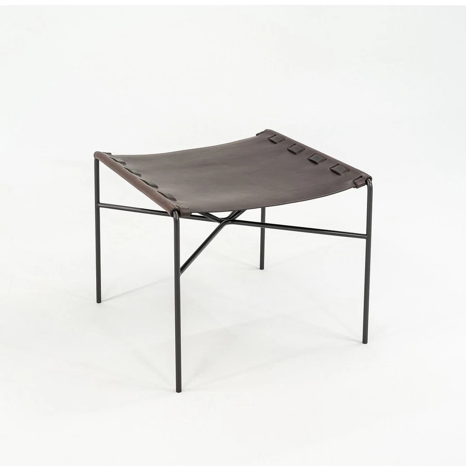 Gratz Industries TG-19 Ottoman in Dark Brown Leather w/ Blackened Frame Laverne - Image 1 of 4