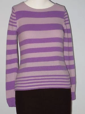 JONES NEW YORK Petite Size S Purple Striped Knit Long Sleeve Sweater - Image 1 of 4