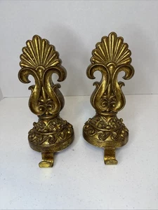 Pair Antiqued Gold Stocking Holder Set of 2 Baroque 92600 - Picture 1 of 7