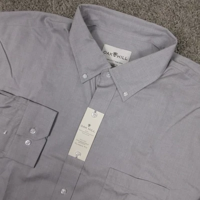 Camisa Oak Hill Para Hombres 2XL 18.5 35/36 Gris Calce Clásico Sin Hierro Vestido Abotonado NUEVA Foto 1 de 4