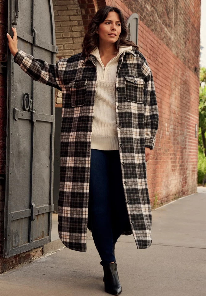 Chaqueta Camisa Larga Avenue Para Mujer Elegante Cepillada - 1 Color(s) Totalmente Nueva con Etiqueta Foto 1 de 1