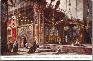 um 1910 BETHLEHEM Palästina Postkarte "Innenraum der Geburtskirche" - Bild 1 von 2