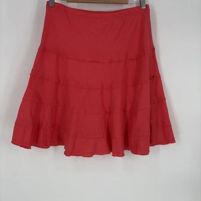 Falda de lino Soft Surroundings para mujer pequeña coral en capas una línea costera playera Foto 1 de 4