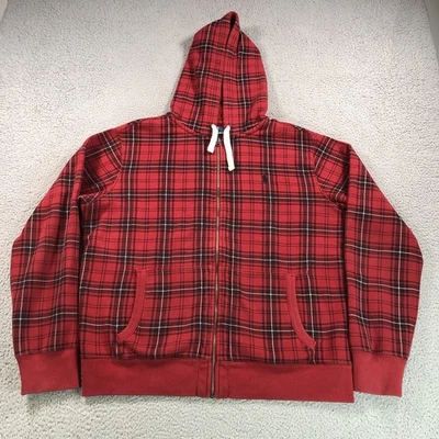 Vintage Polo Ralph Lauren Hoodie Adult XL Red Black Plaid Waffle Lined Full Zip - Image 1 of 4