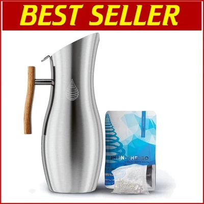 Durable Stainless Steel Alkaline Water Filter Pitcher - 1.9L, Chlorine Reduction - Image 1 of 4
