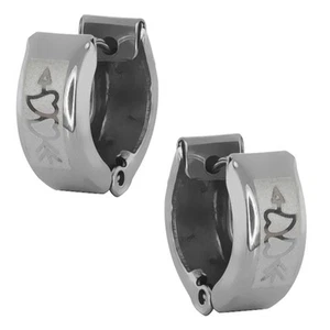 Stainless Steel Valentine Hearts Huggie Hoop Earrings 13mm Length, 5mm Width - Picture 1 of 2