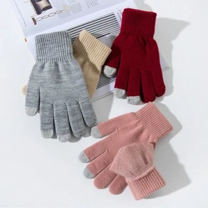 1 Pair Fleece-Lined Warm Knit Gloves for Cycling Skiing Touchscreen Gloves Sweet - Picture 1 of 24