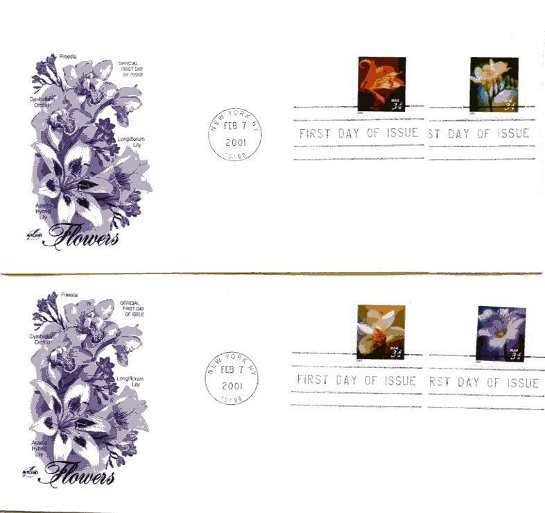 3487-90 34c 花册,4 件套 Artcraft FDC — 第 1/1 张图片