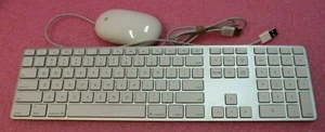 Apple White Aluminum USB Wired Keyboard A1243 & Mighty Mouse A1152 iMACG4G5 eMAC - Bild 1 von 3