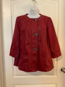 Ruby Rd Women’s Red Faux Animal Print Jacket Size 10 -B25 - Picture 1 of 12