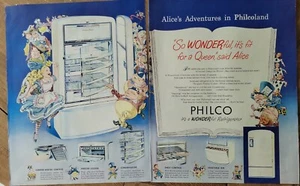 1948 refrigerador Philco Alicia en el país de las maravillas aventura anuncio de 2 páginas - Imagen 1 de 1