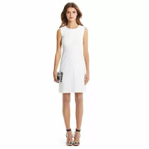 Abito Diane Von Furstenberg Carrie Shift donna 10 bianco sporco senza maniche - Foto 1 di 12
