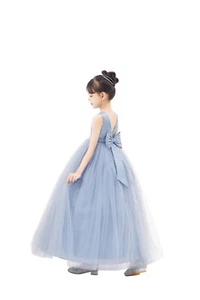 Satin Backless Flower Girl Dress with Pearl Beaded Trim Wedding Toddler Dresses - Picture 1 of 22