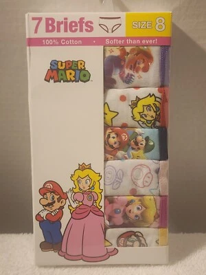 New Super Mario Girls Size 8 Brief 7 Pack Princess Peach Mario  - Image 1 of 2