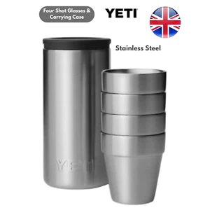 Yeti Edelstahl Schnapsgläser 4er Set mit Tragetasche robust & tragbar - Bild 1 von 2