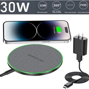 For iPhone 17 16 15 14 13 12 Pro Max 30W Wireless Fast Charger Charging Pad Mat - Picture 1 of 15