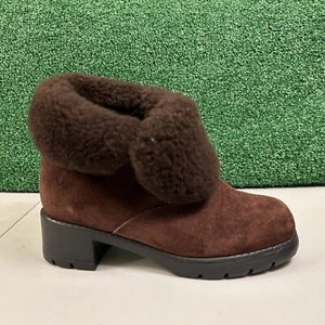 Sorel Combat Ankle Boots Womens 6.5 M Brown Leather Outdoor Fur Trim Comfort - Picture 1 of 13