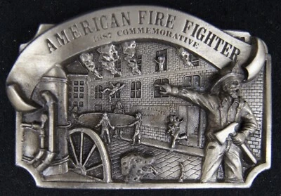 VINTAGE ARROYO GRANDE 1987 Commemorative American Fire Fighters Belt Buckle LTD - Image 1 of 3