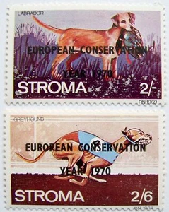 Great Britain - Stroma - 2x Dogs overprint European Conservation Year 1970 - Picture 1 of 1