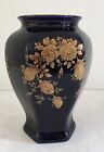 Blumenvase Bareuther Echt Cobalt Vase ca.17 cm Hoch Marineblau/Gold Rose Motiv 