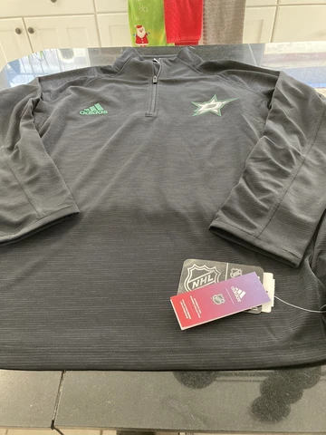 WOMENS ADIDAS GAMEMODEL DALLAS STARS 1/4 Zip TOP JACKET TOP BLACK XL  NWT Cover