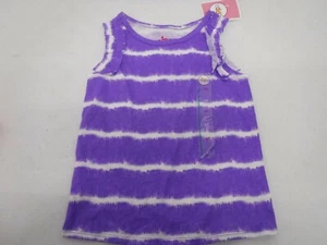 GIRLS SIZE 4T CIRCO PURPLE WHITE STRIPED RUFFLE TANK SHIRT NWT #21377 - Picture 1 of 1
