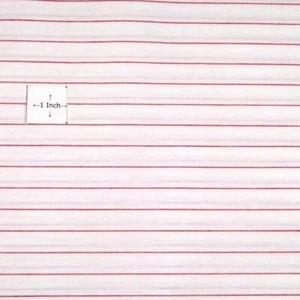 65" W Top Quality Cotton, Very Thin Red Stripes on White, 1/2 inch shy of 1 yd. - Picture 1 of 4
