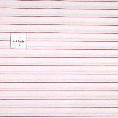 65" W Top Quality Cotton, Very Thin Red Stripes on White, 1/2 inch shy of 1 yd. - Image 1 of 4