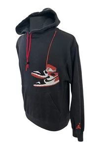 Air Jordan Jumpman Men's Small Black Hoodie Sweatshirt Embroidered Shoe Size Sml - Picture 1 of 5
