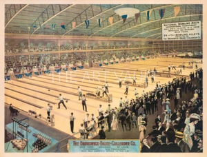 Vintage Bowling International Tournament 1909 New York Art Print 34x26 in - Picture 1 of 6