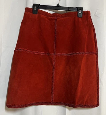 De Colección Borgoña Rojo Gamuza Cuero Falda Crochet Boho Festival Wms 14 Fiesta Occidental Foto 1 de 4