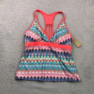 Title Nine Tankini Swim Top Womens L Colorful Geometeric V Neck NEW NWT - Picture 1 of 6