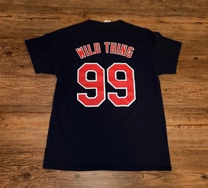 Maglia Major League Uomo L Blu Ricky Vaughn Jersey Wild Thing Retrò Anni 80 Indians - Foto 1 di 2