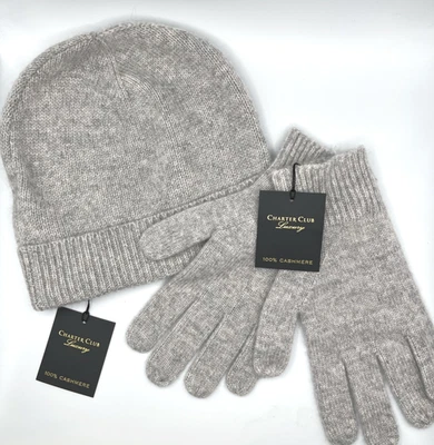 Charter Club Mujer 100% Cachemira Guantes y Gorro Conjunto - Gris - Venta al por menor $159 Foto 1 de 4