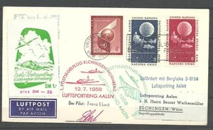 1958. Nueva York a Alemania. Sobre circulado con viñetas del Correo Aereo - Imagen 1 de 1
