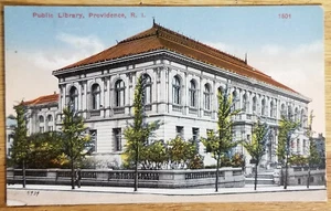 Postal Biblioteca Pública Providence RI Rhode Island PC 1910 Chas Seddon sin usar - Imagen 1 de 1