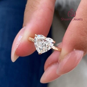 1Ct Heart Cut Lab Diamond Engagement Ring 10K Rose Gold VS1/E IGI Certified Gift - Picture 1 of 12