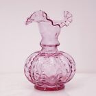 Vintage Fenton Light Purple Melon Vase Glossy Art Glass #192 Beaded Ruffle 6"