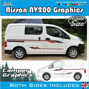 Nissan NV200 E autocaravana cámper rayas laterales calcomanías pegatinas furgoneta gráficos 038 - Imagen 1 de 5