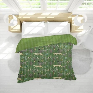 Handmade Jungle Print Throw Kantha Quilt Cotton Bedspread Reversible Kantha - Picture 1 of 34