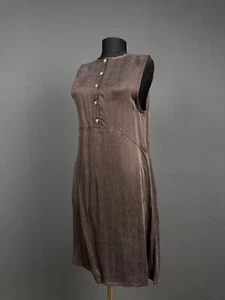 TRANSIT PAR SUCH braun 100% Viskose Tank Kleid Knopf Shirt Kleid Tunika Gr. 3 M - Bild 1 von 9