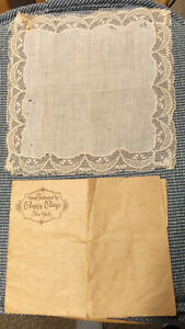 PEGGY PAIGE NEW YORK 1920'S VINTAGE HANDKERCHIEF W/ DRESSES FASHIONED BY ENVELOP