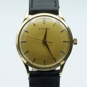 Eterna Kontiki Cuerda Manual Hombre Reloj 35MM 18K 750 Oro Vintage Bonito Estado - Imagen 1 de 8
