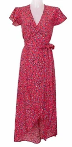 DANCING LEOPARD Red Ditsy Print Wrap Front Midi Length ‘Cayenne’ Dress - UK 6 - Picture 1 of 11