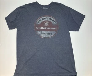 Smith & Wesson Men Shirt Large Blue Logo Protected Since 1852 Tee - Picture 1 of 10