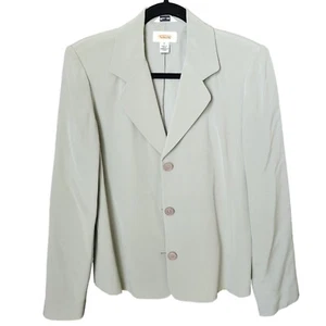 Chaqueta Blazer Talbots Pura Seda Para Mujer 4 Gris Azul Negocios Informal Elegante - Imagen 1 de 16