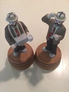 2  Emmett Kelly Musical Clown Figurine by Flambro - Picture 1 of 5