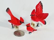 Vintage set of 3 Cardinals Bone China Figurines Miniature Japan bird family